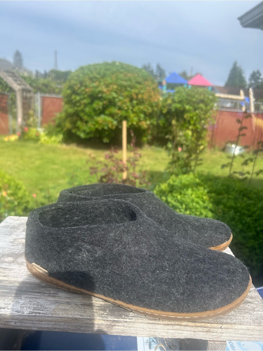 Glerups Women’s Black Slip On Wool Slipper With Honey Rubber Bottom Sz 38/7.5US - Picture 9 of 14